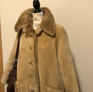 Camel color faux fur coat